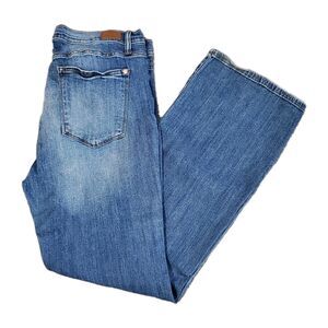 Judy Blue Boot Cut Blue Denim Jeans Womens  1XL Distressed & Stretched